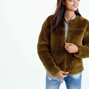 J. Crew | Plush Fleece Teddy Winter Coat Heather Olive, medium ***NEW with tags